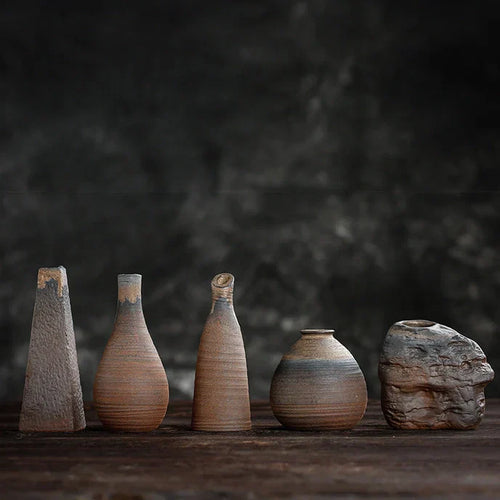 Handmade Classic Brown Table Vase Set